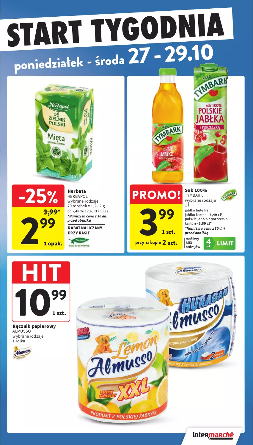 Gazetka promocyjna Intermarche - Gazetka Intermarche - ważna 23.10 do 29.10.2025 - strona 39 - produkty: Herbapol, Herbata, Jabłka, Mus, Papier, Por, Ręcznik, Sok, Tymbark