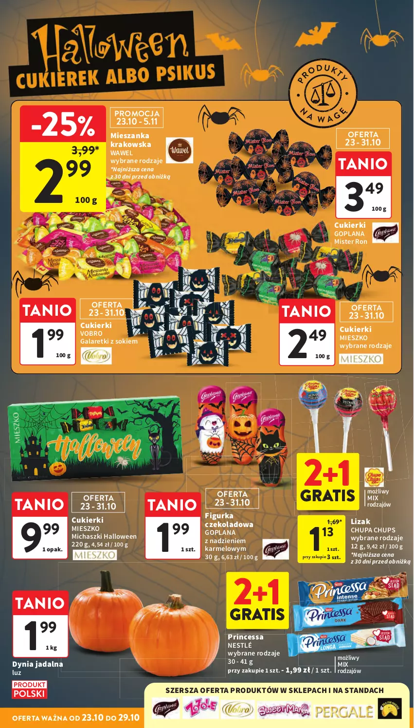 Gazetka promocyjna Intermarche - Gazetka Intermarche - ważna 23.10 do 29.10.2025 - strona 6 - produkty: Chupa Chups, Cukier, Cukierki, Gala, Galaretki, Goplana, Gra, LANA, Nestlé, Princessa, Sok, Wawel