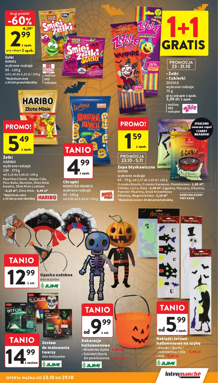 Gazetka promocyjna Intermarche - Gazetka Intermarche - ważna 23.10 do 29.10.2025 - strona 7 - produkty: Chrupki, Cukier, Cukierki, Fa, Gra, Haribo, Klej, Makaron, Monster Munch, Nimm2, Opaska, Pico-Balla, Piec, Ser, Sok, Zestaw do malowania, Zupa