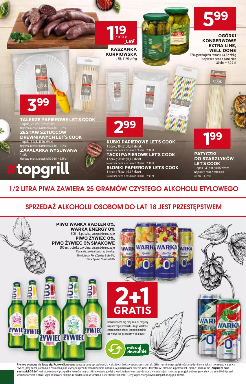 Gazetka promocyjna Stokrotka - Market - ważna 29.05 do 05.06.2024 - strona 18 - produkty: Gra, HP, Kasza, Kaszanka, Ogórki konserwowe, Papier, Piwo, Radler, Ser, Talerz, Warka, Zapalarka, Zestaw sztućców