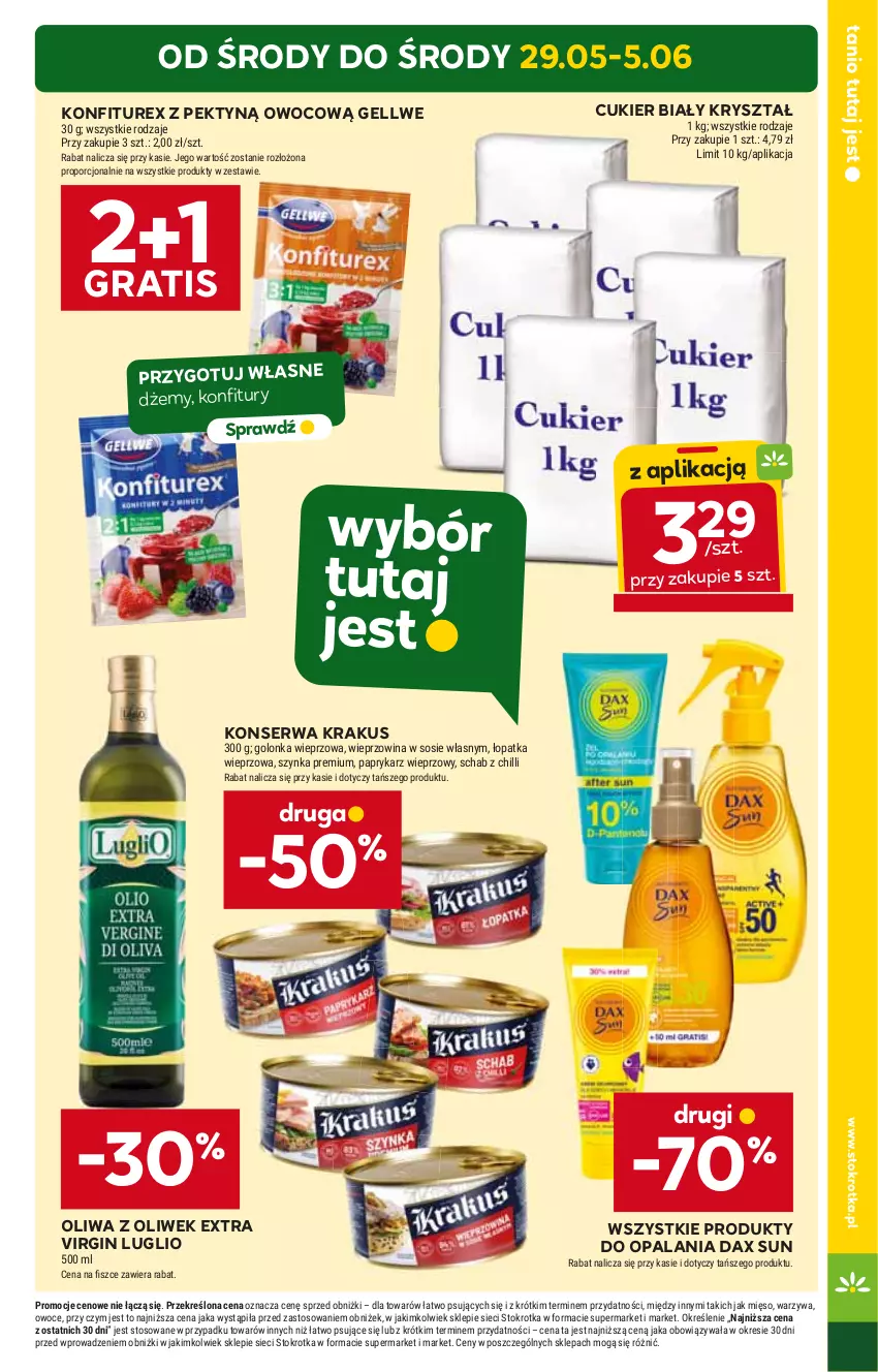 Gazetka promocyjna Stokrotka - Market - ważna 29.05 do 05.06.2024 - strona 3 - produkty: Cukier, DAX, Dżem, Gin, Gra, HP, Krakus, Oliwa z oliwek, Ser