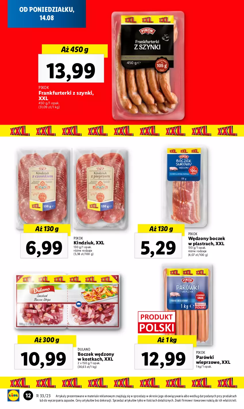 Gazetka promocyjna Lidl - GAZETKA - ważna 14.08 do 19.08.2023 - strona 16 - produkty: Boczek, Kindziuk, Parówki