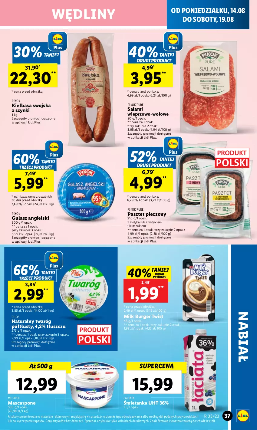 Gazetka promocyjna Lidl - GAZETKA - ważna 14.08 do 19.08.2023 - strona 43 - produkty: Kiełbasa, Pasztet, Piec