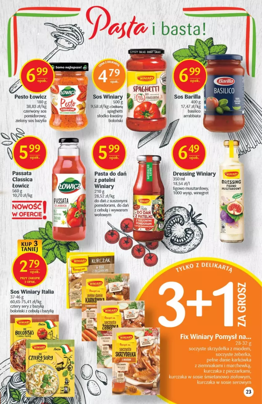 Gazetka promocyjna Delikatesy Centrum - Gazetka DC25 - ważna 30.06 do 06.07.2022 - strona 23 - produkty: Barilla, Bazyl, Bazylia, Dres, Mus, Pesto, Ser, Sos, Winiary