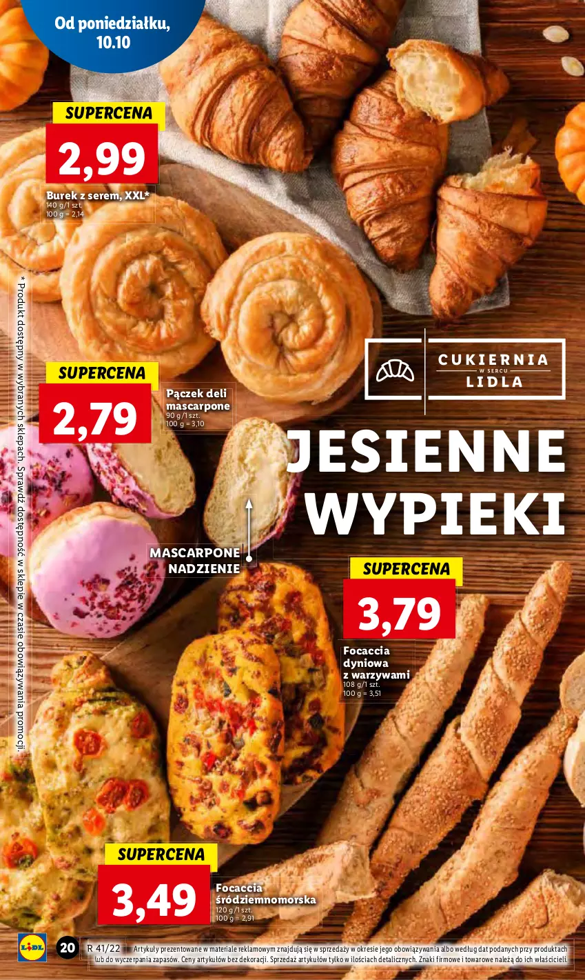 Gazetka promocyjna Lidl - GAZETKA - ważna 10.10 do 12.10.2022 - strona 23 - produkty: Focaccia, Mascarpone, Ser, Warzywa