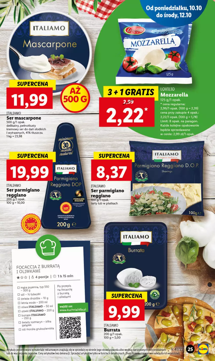 Gazetka promocyjna Lidl - GAZETKA - ważna 10.10 do 12.10.2022 - strona 28 - produkty: Burrata, Focaccia, Gra, Mascarpone, Por, Ser