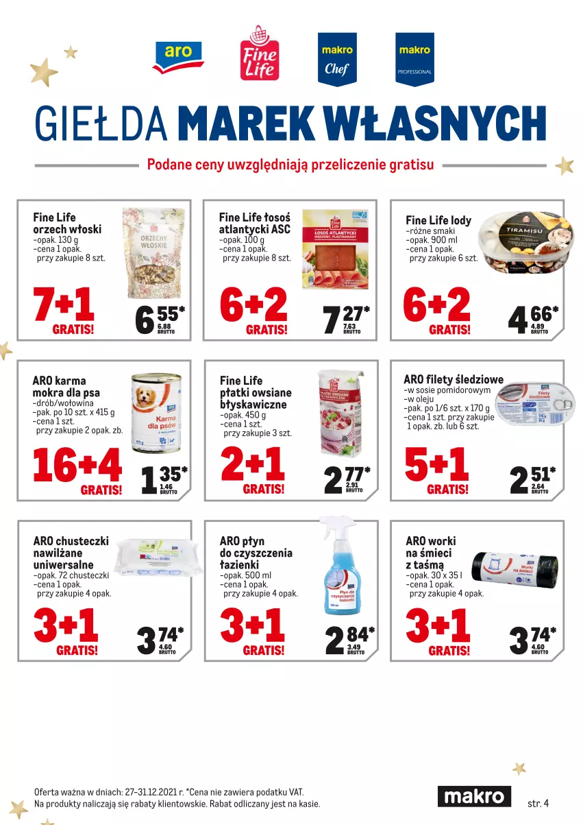 Gazetka promocyjna Makro - [Oferta specjalna] Express ofert - ważna 27.12 do 31.12.2021 - strona 4 - produkty: Chusteczki, Drób, Gra, Lody, Olej, Płatki owsiane, Wołowina