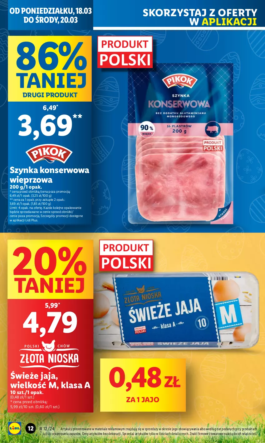 Gazetka promocyjna Lidl - GAZETKA - ważna 18.03 do 20.03.2024 - strona 14 - produkty: Jaja, Olej, Ser, Szynka, Szynka konserwowa