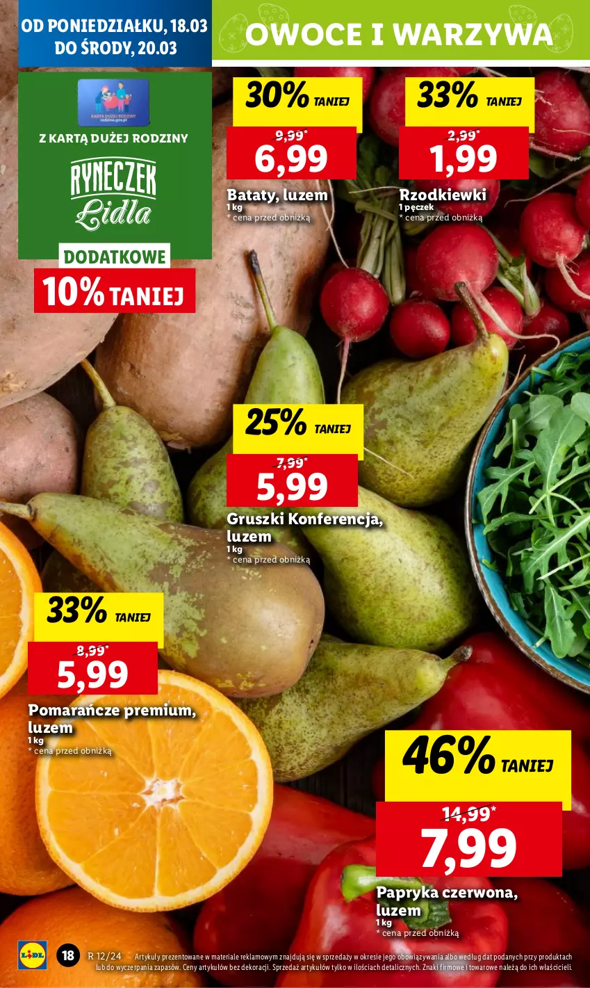 Gazetka promocyjna Lidl - GAZETKA - ważna 18.03 do 20.03.2024 - strona 22 - produkty: Chleb, Gruszki, Owoce, Papryka, Papryka czerwona, Pomarańcze, Ser, Warzywa