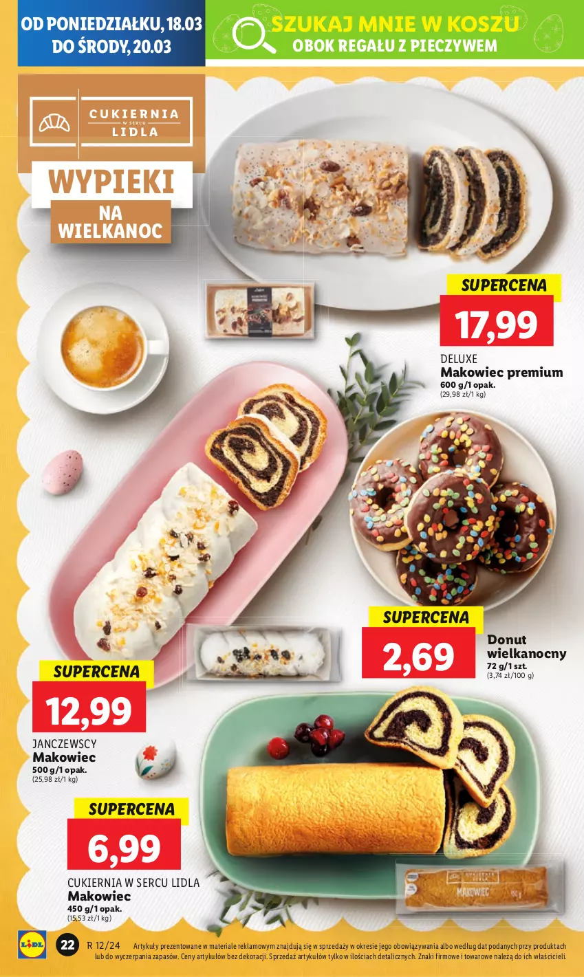 Gazetka promocyjna Lidl - GAZETKA - ważna 18.03 do 20.03.2024 - strona 26 - produkty: Cukier, Donut, Kosz, Makowiec, Ser