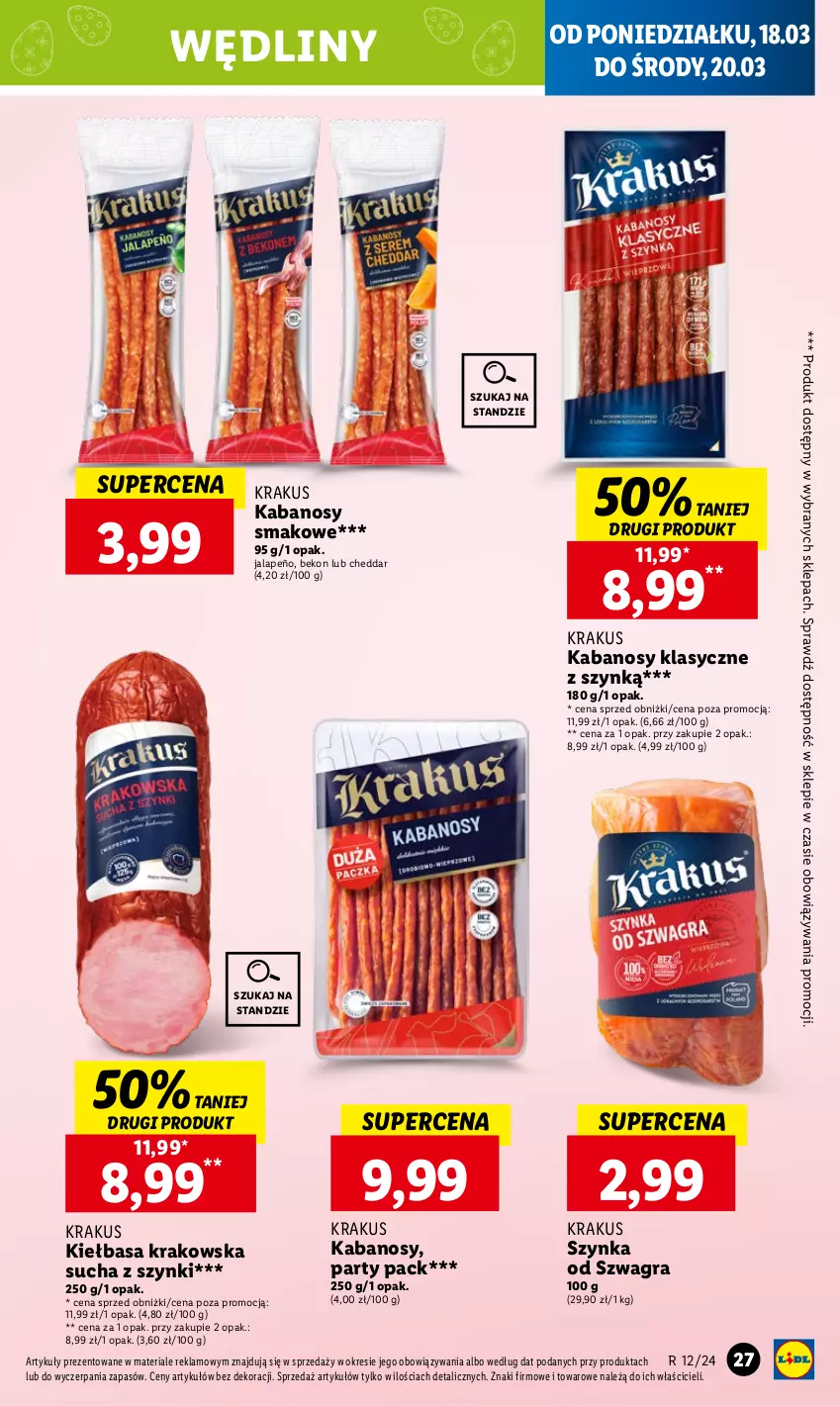 Gazetka promocyjna Lidl - GAZETKA - ważna 18.03 do 20.03.2024 - strona 31 - produkty: Beko, Cheddar, Gra, Kabanos, Kiełbasa, Kiełbasa krakowska, Krakus, Szynka