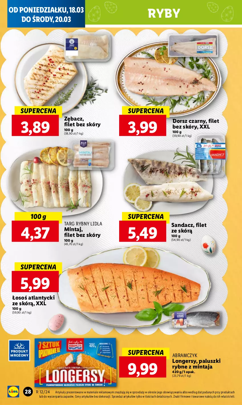 Gazetka promocyjna Lidl - GAZETKA - ważna 18.03 do 20.03.2024 - strona 32 - produkty: Dorsz, Mintaj, Paluszki rybne, Sandacz