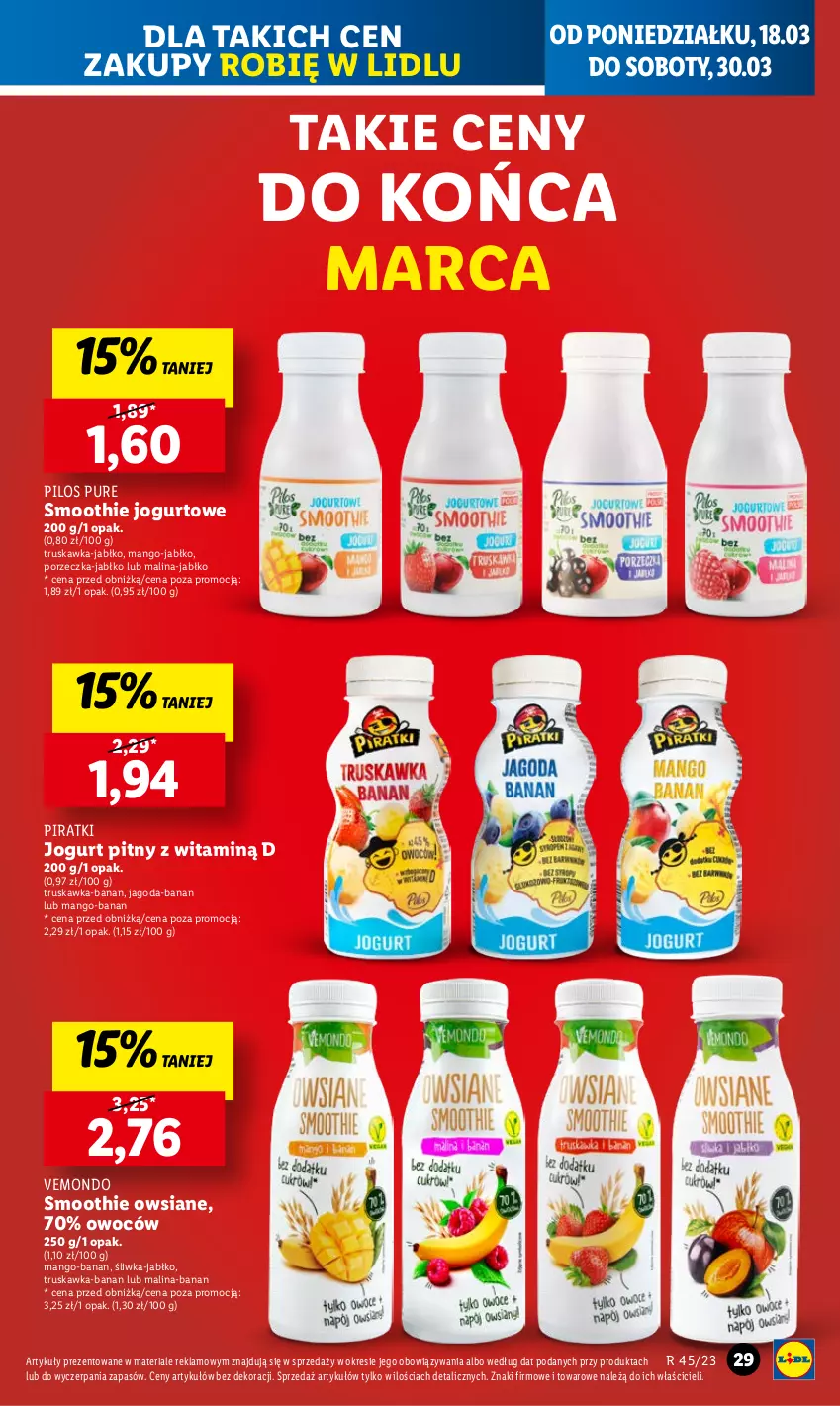 Gazetka promocyjna Lidl - GAZETKA - ważna 18.03 do 20.03.2024 - strona 33 - produkty: Jogurt, Jogurt pitny, Mango, Pilos, Por, Pur, Smoothie