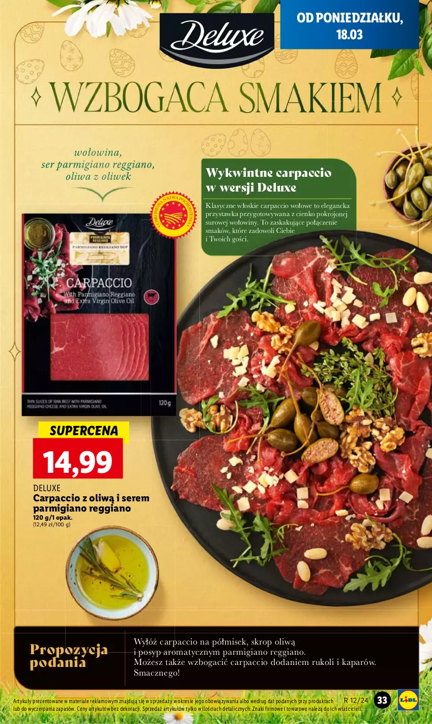 Gazetka promocyjna Lidl - GAZETKA - ważna 18.03 do 20.03.2024 - strona 37 - produkty: Carpaccio, Oliwa z oliwek, Ser, Wołowina