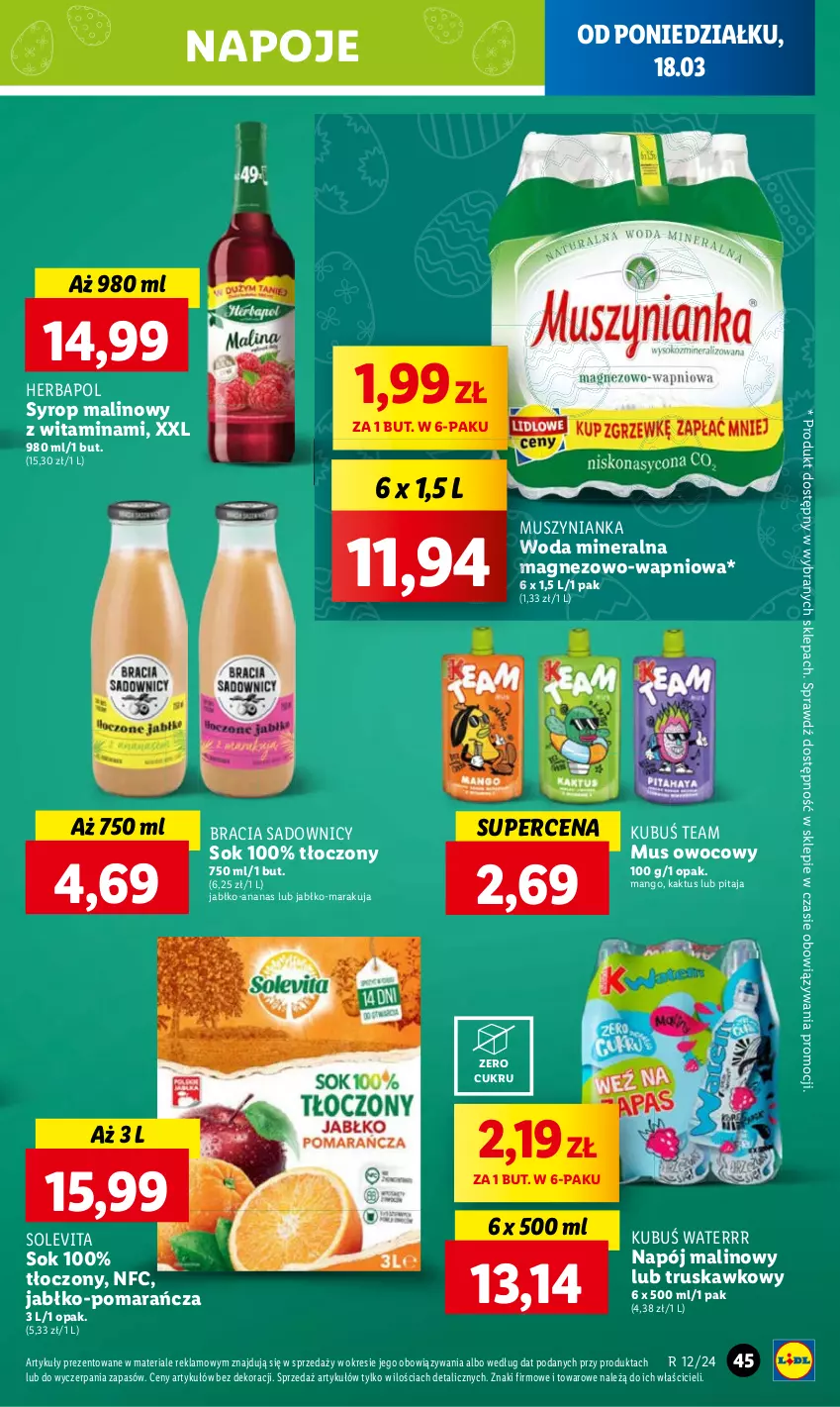 Gazetka promocyjna Lidl - GAZETKA - ważna 18.03 do 20.03.2024 - strona 51 - produkty: Ananas, Herbapol, Kaktus, Mango, Napój, Napoje, Sok, Syrop, Woda