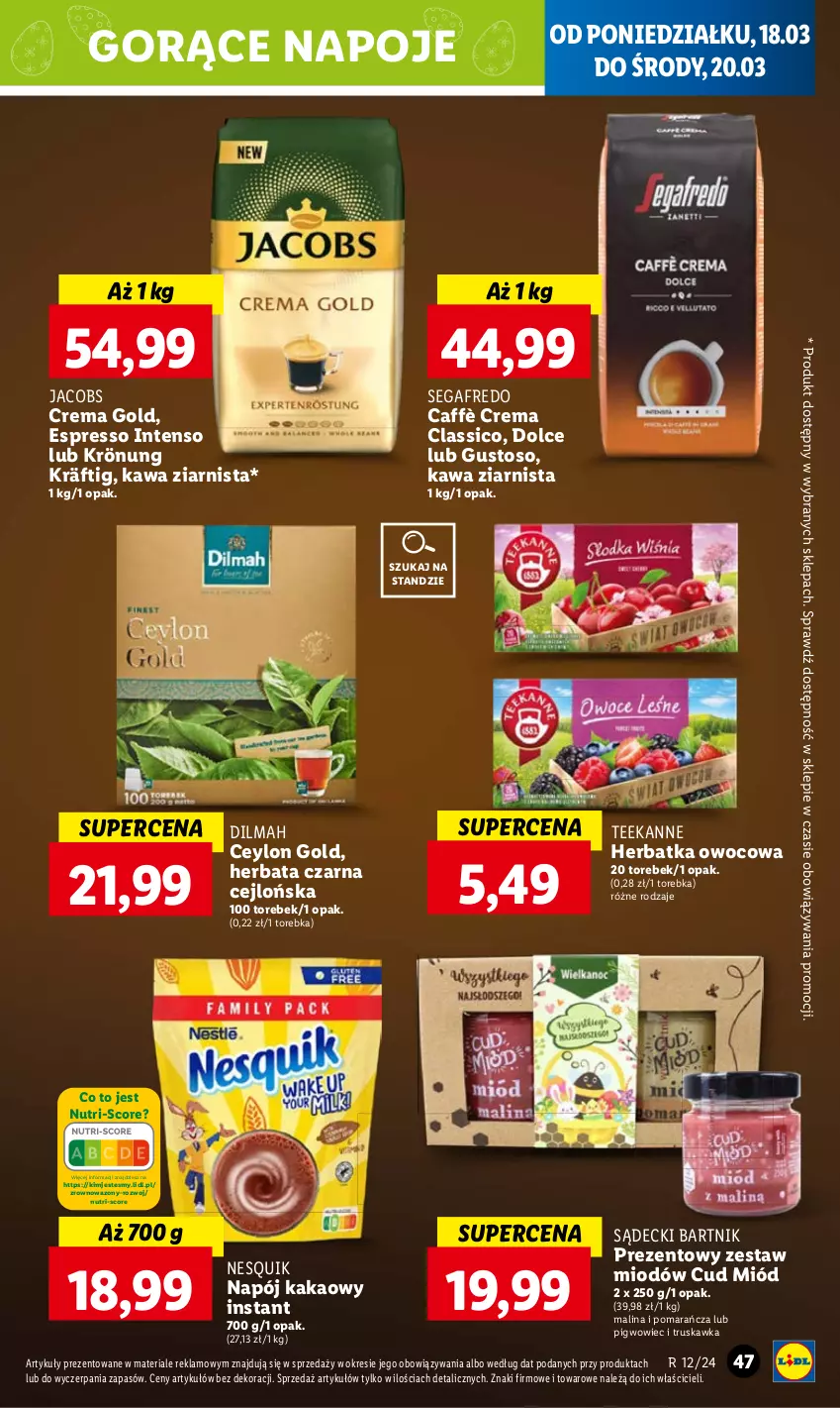 Gazetka promocyjna Lidl - GAZETKA - ważna 18.03 do 20.03.2024 - strona 53 - produkty: Dilmah, Jacobs, Nesquik, Pigwowiec, Segafredo, Wazon