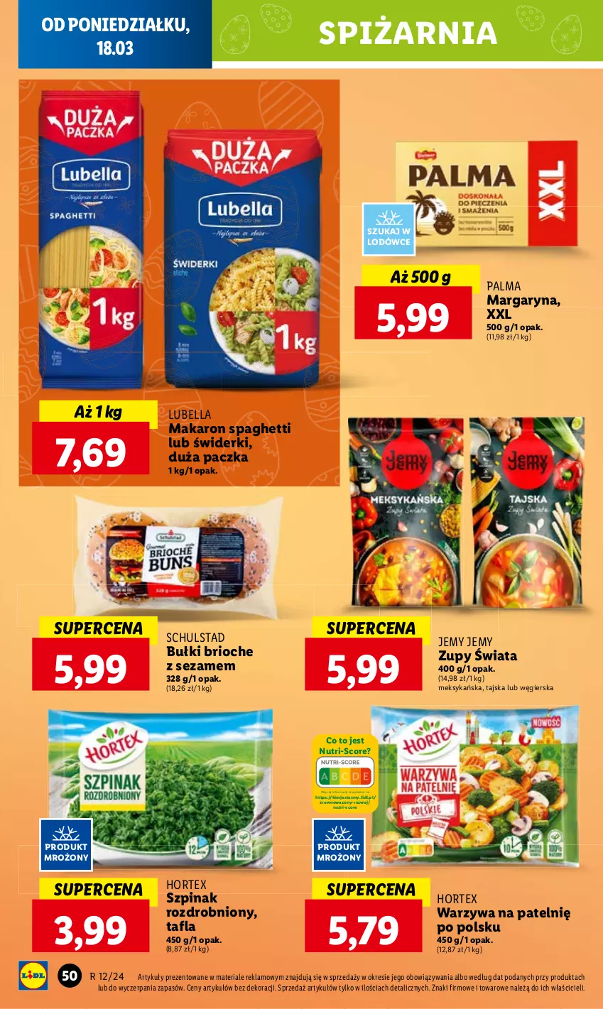 Gazetka promocyjna Lidl - GAZETKA - ważna 18.03 do 20.03.2024 - strona 56 - produkty: Bell, Bella, Hortex, Lubella, Makaron, Margaryna, Palma, Sezam, Spaghetti, Szpinak, Warzywa, Wazon