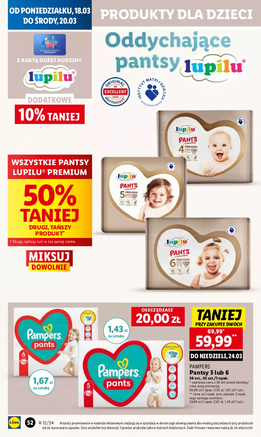 Gazetka promocyjna Lidl - GAZETKA - ważna 18.03 do 20.03.2024 - strona 60 - produkty: Dzieci, Pampers