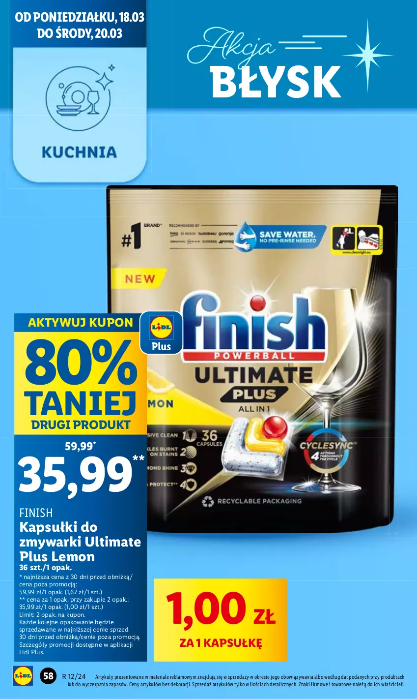 Gazetka promocyjna Lidl - GAZETKA - ważna 18.03 do 20.03.2024 - strona 66 - produkty: Finish, Olej, Zmywarki