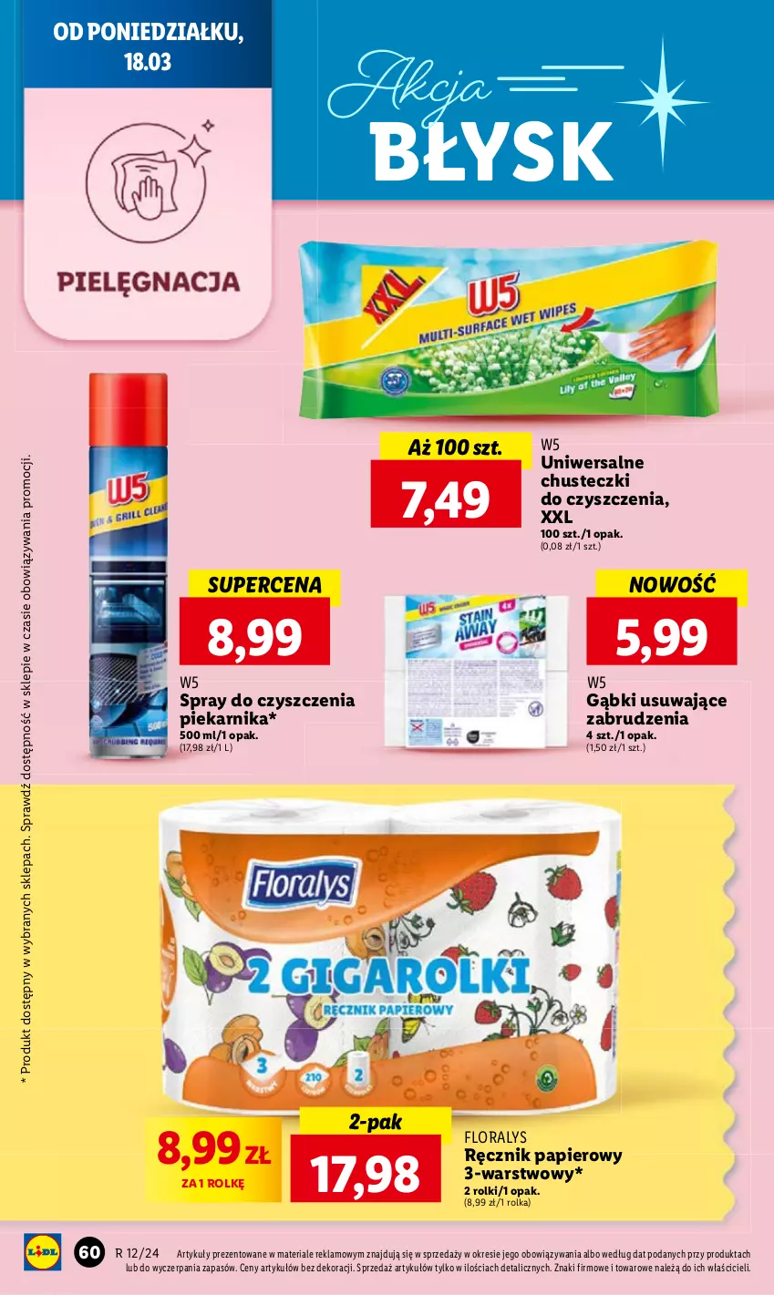 Gazetka promocyjna Lidl - GAZETKA - ważna 18.03 do 20.03.2024 - strona 68 - produkty: Chusteczki, Chusteczki do czyszczenia, Flora, Papier, Piekarnik, Ręcznik, Rolki, Spray do czyszczenia