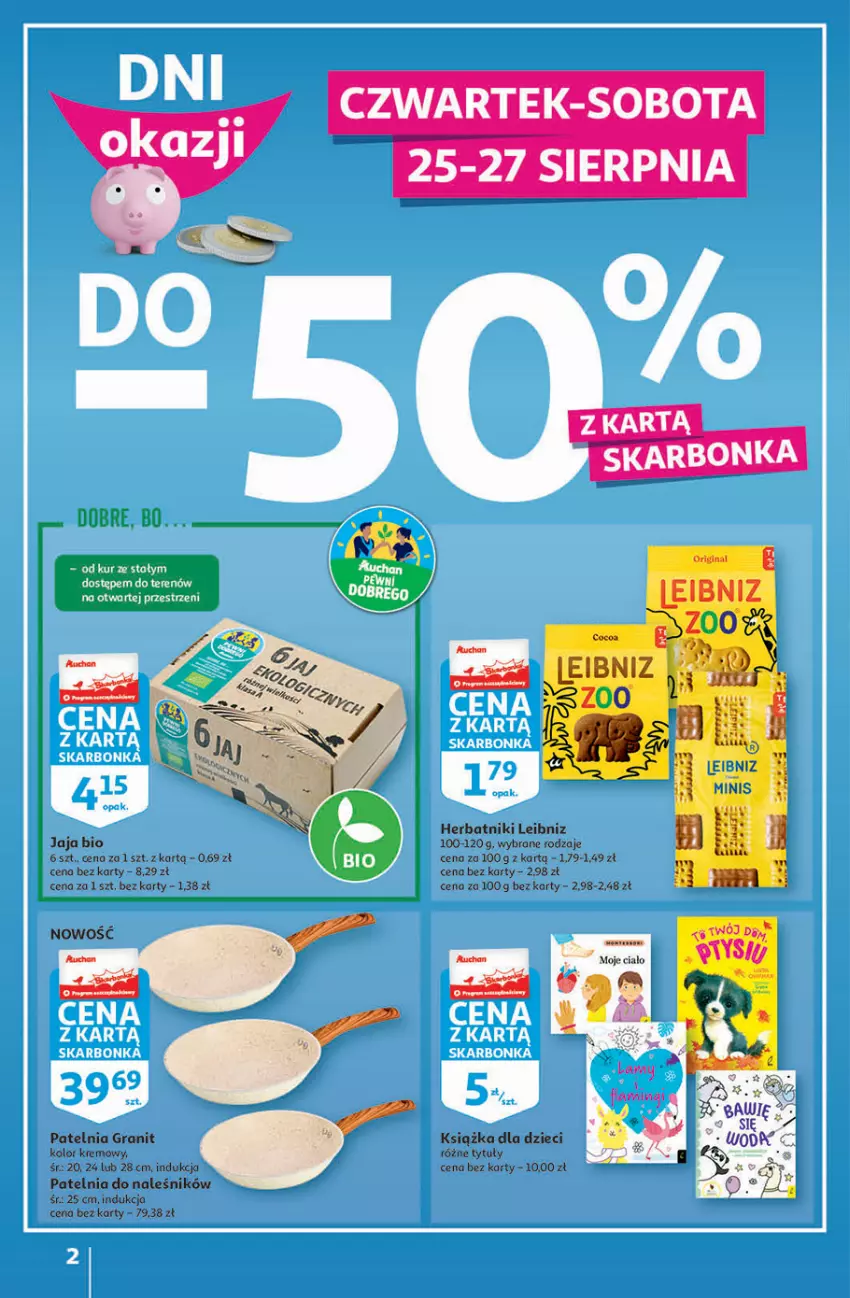 Gazetka promocyjna Auchan - Szkoła oszczędzania Hipermarkety 25-31.08 - ważna 25.08 do 31.08.2022 - strona 2 - produkty: Dzieci, Gra, Herbatniki, Książka, Patelnia