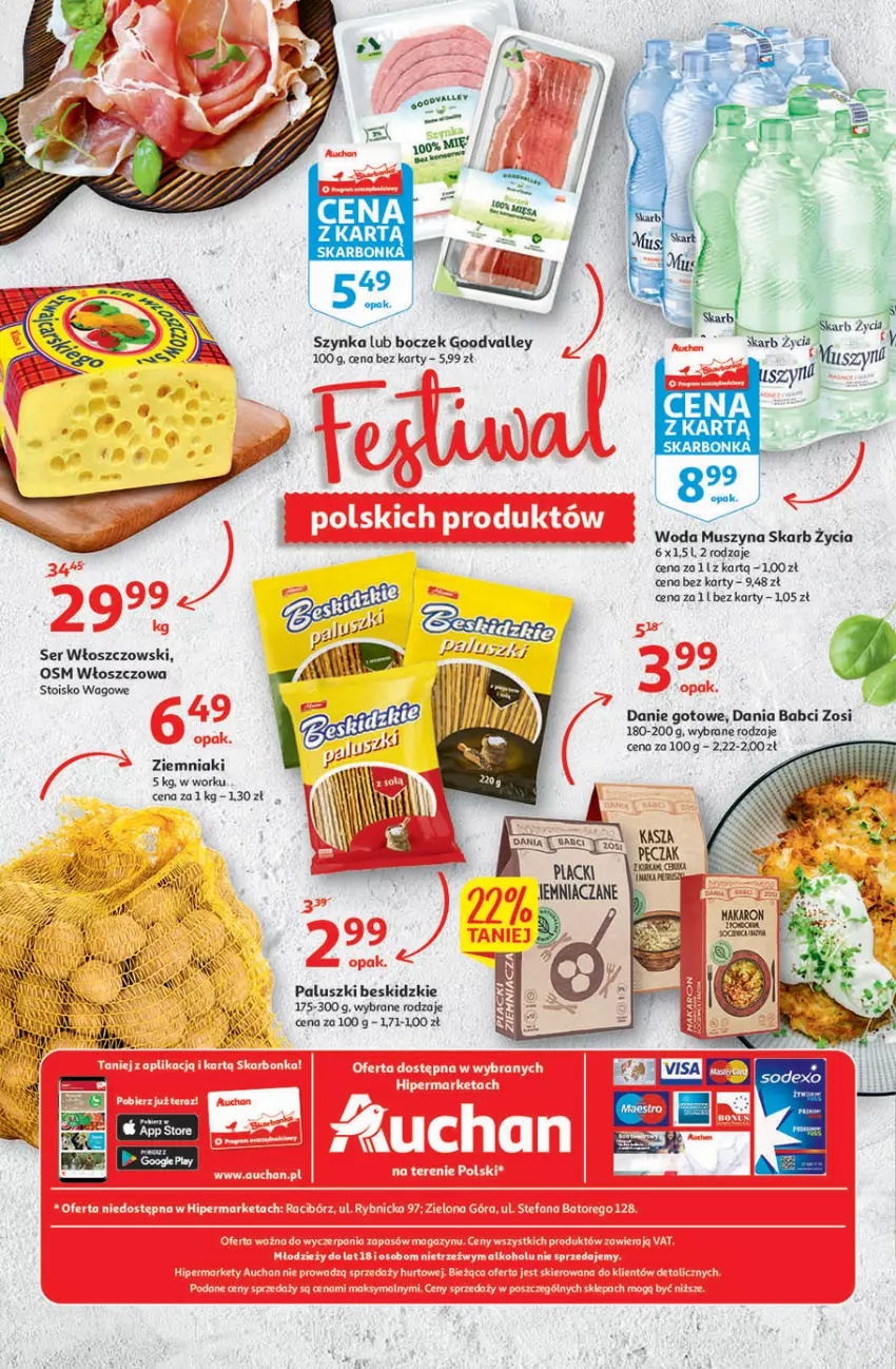 Gazetka promocyjna Auchan - Szkoła oszczędzania Hipermarkety 25-31.08 - ważna 25.08 do 31.08.2022 - strona 36 - produkty: Beskidzki, Billy, Boczek, Danie gotowe, Lack, Mus, Ser, Szyna, Szynka, Włoszczowski, Woda, Ziemniaki