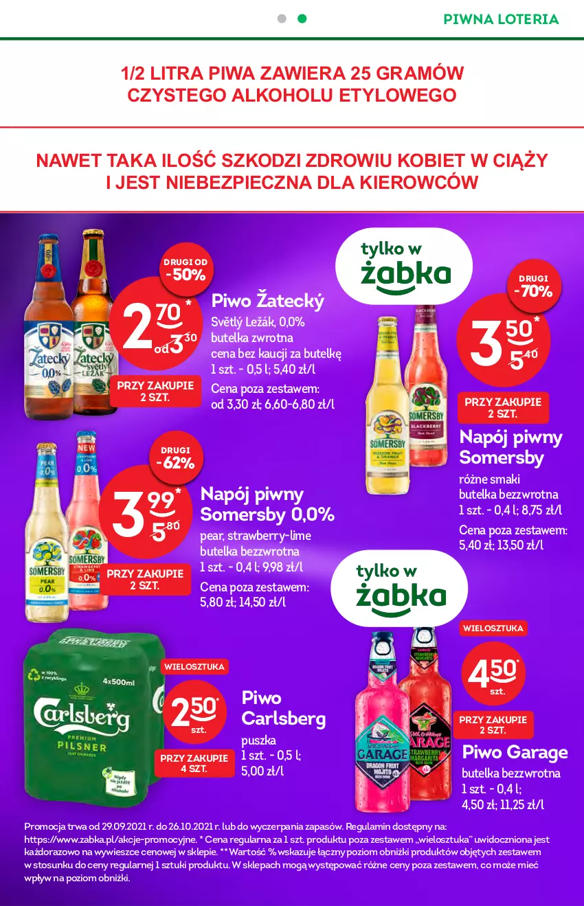 Gazetka promocyjna Żabka - ważna 13.10 do 19.10.2021 - strona 5 - produkty: Carlsberg, Gra, Napój, Piec, Piwa, Piwo, Somersby