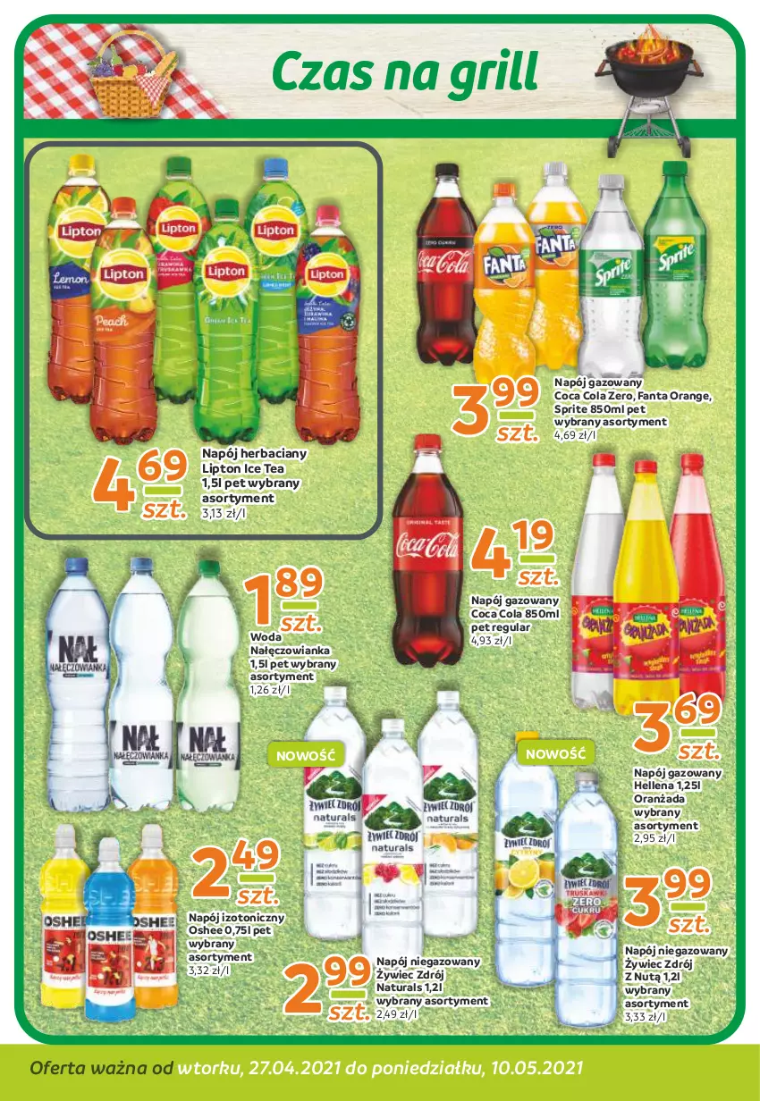 Gazetka promocyjna Gama - Gazetka Gama - ważna 27.04 do 10.05.2021 - strona 10 - produkty: Fa, Fanta, Grill, Hellena, Ice tea, Lipton, Nałęczowianka, Napój, Napój gazowany, Napój izotoniczny, Napój niegazowany, Oranżada, Oshee, Sprite, Woda