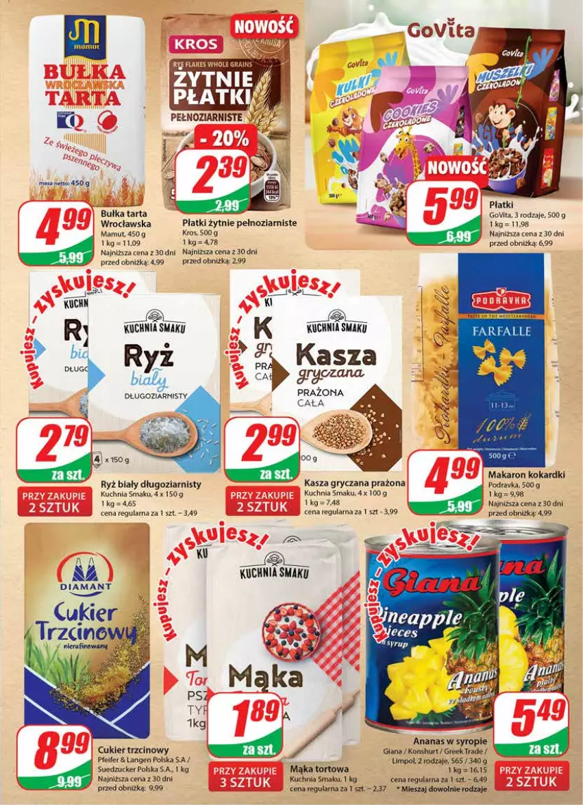 Gazetka promocyjna Dino - Gazetka 46 - ważna 14.11 do 21.11.2023 - strona 7 - produkty: Ananas, Bułka, Bułka tarta, Cukier, Cukier trzcinowy, Diamant, Gra, Gry, Kasza, Kasza gryczana, Kuchnia, Mąka, Mąka tortowa, Makaron, Podravka, Ryż, Ryż biały, Syrop, Tarta