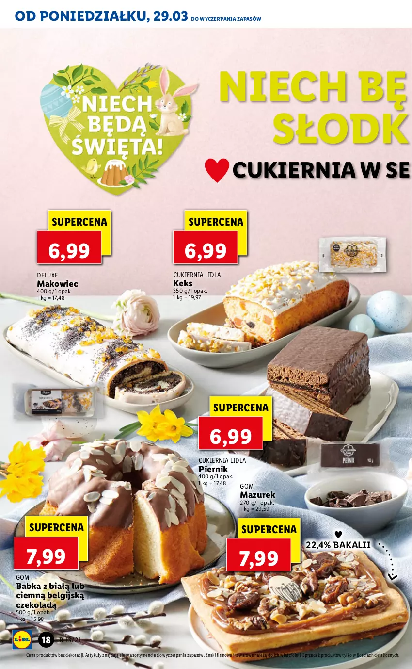 Gazetka promocyjna Lidl - GAZETKA - ważna 29.03 do 31.03.2021 - strona 18 - produkty: Babka, Cukier, LG, Makowiec, Piernik