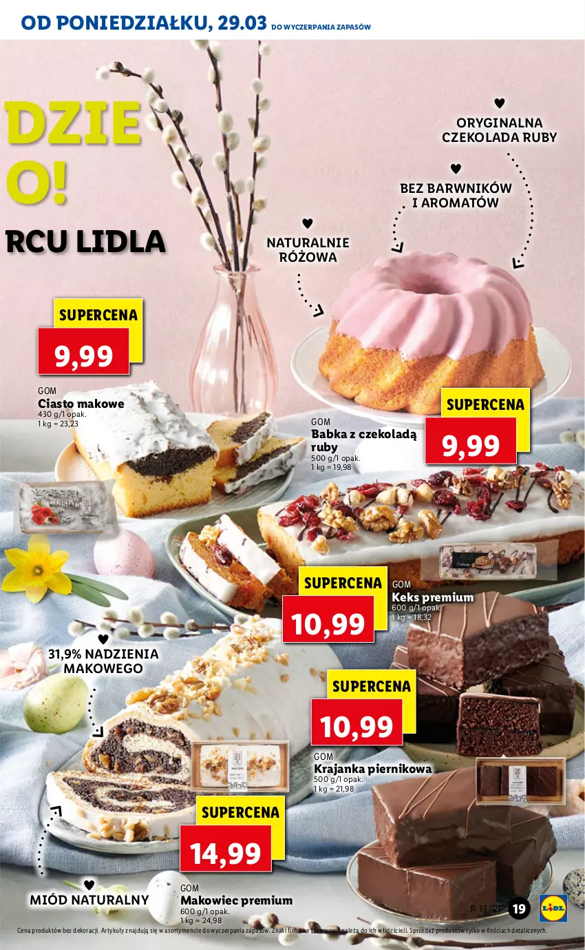 Gazetka promocyjna Lidl - GAZETKA - ważna 29.03 do 31.03.2021 - strona 19 - produkty: Babka, Czekolada, Gin, Makowiec, Miód, Piernik