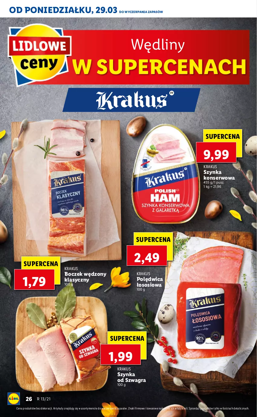 Gazetka promocyjna Lidl - GAZETKA - ważna 29.03 do 31.03.2021 - strona 26 - produkty: Boczek, Gra, Krakus, Polędwica, Ser, Sos, Szynka, Szynka konserwowa