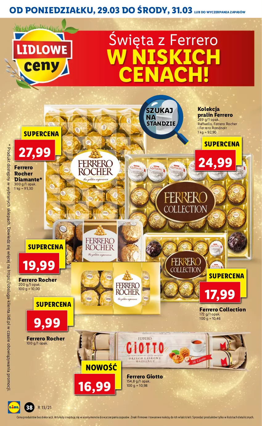 Gazetka promocyjna Lidl - GAZETKA - ważna 29.03 do 31.03.2021 - strona 38 - produkty: Diamant, Fa, Ferrero, Ferrero Rocher, Raffaello