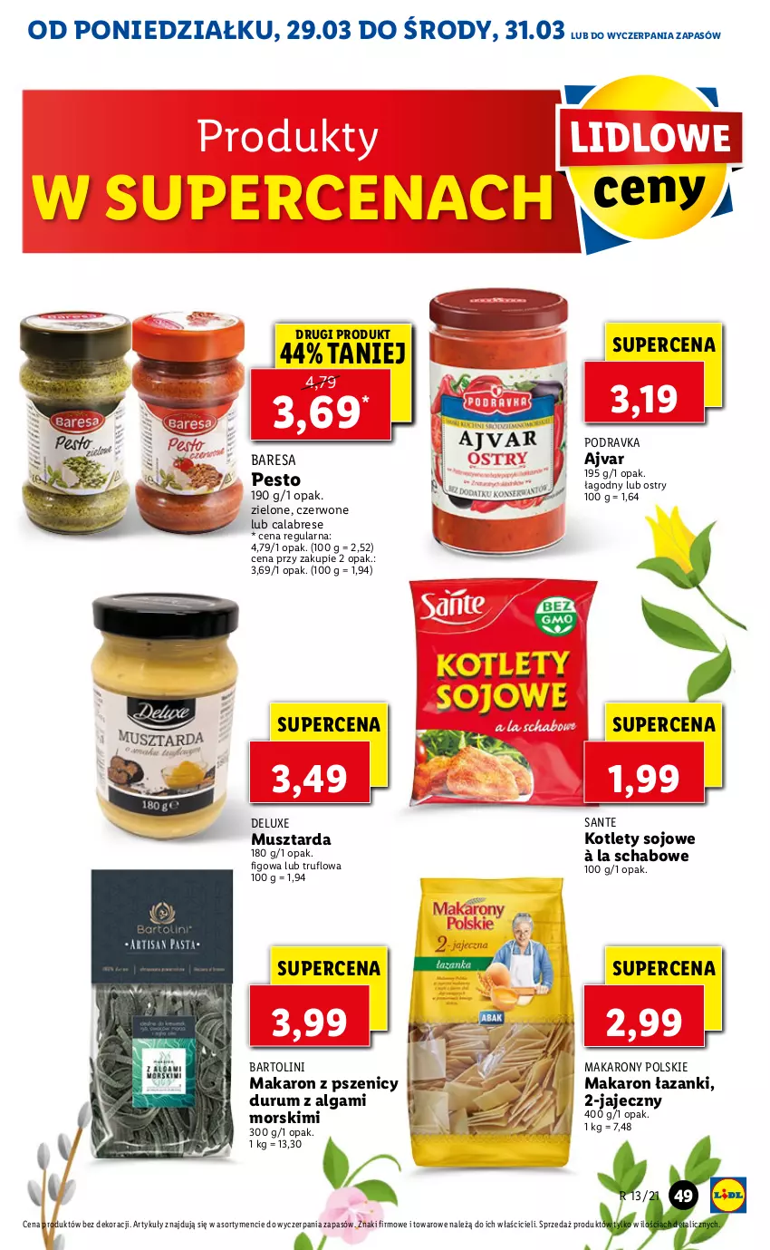 Gazetka promocyjna Lidl - GAZETKA - ważna 29.03 do 31.03.2021 - strona 49 - produkty: Kotlet, LG, Makaron, Mus, Musztarda, Pesto, Podravka, Rum, Sante