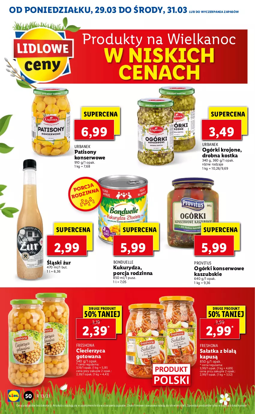 Gazetka promocyjna Lidl - GAZETKA - ważna 29.03 do 31.03.2021 - strona 50 - produkty: Bonduelle, Kukurydza, Ogórki konserwowe, Por, Sałat, Sałatka, Ser, Sony