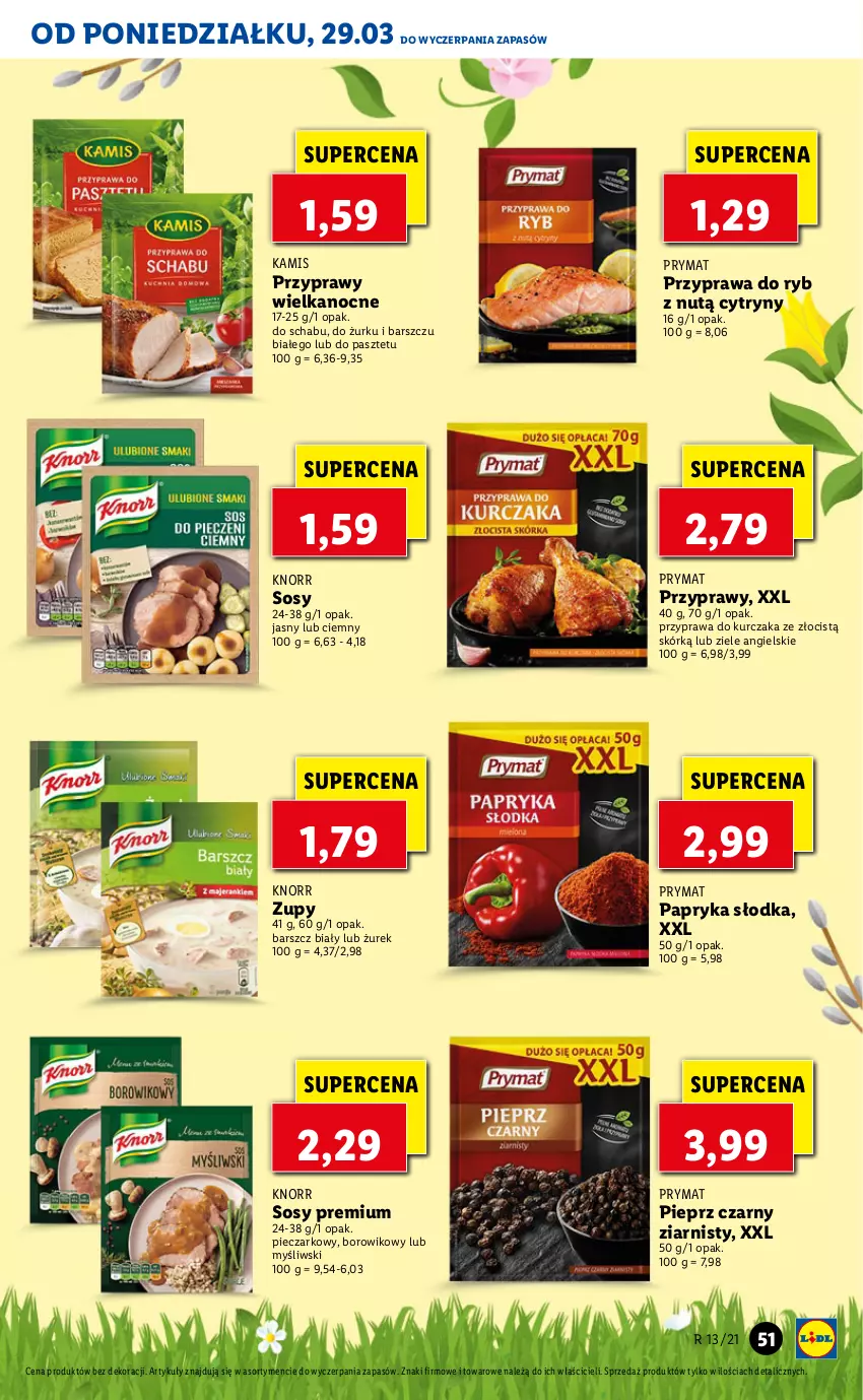 Gazetka promocyjna Lidl - GAZETKA - ważna 29.03 do 31.03.2021 - strona 51 - produkty: Cytryny, Kamis, Knorr, Kurczak, Papryka, Papryka słodka, Pasztet, Piec, Pieprz, Prymat, Przyprawy, Sos, Wiko, Ziele angielskie