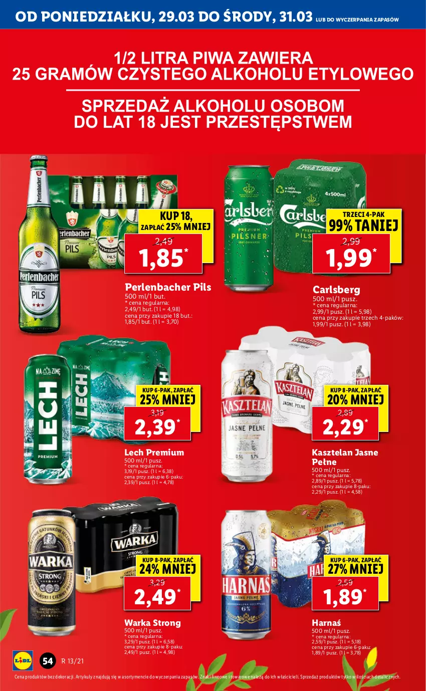 Gazetka promocyjna Lidl - GAZETKA - ważna 29.03 do 31.03.2021 - strona 54 - produkty: Carlsberg, Harnaś, Kasztelan, Lech Premium, NBA, Warka