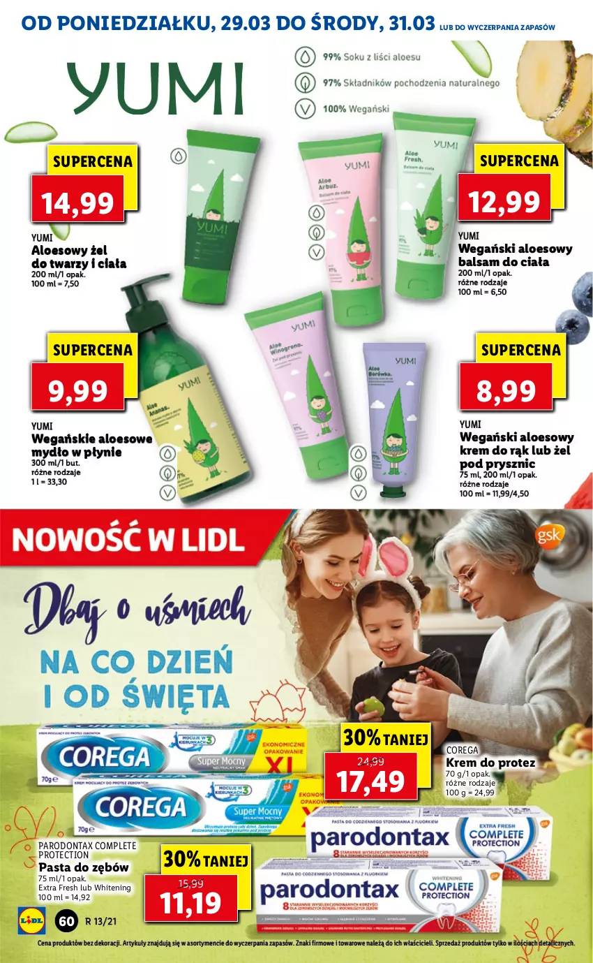 Gazetka promocyjna Lidl - GAZETKA - ważna 29.03 do 31.03.2021 - strona 60 - produkty: Balsam do ciała, Corega, Krem do rąk, Mydło, Mydło w płynie, Parodontax, Pasta do zębów