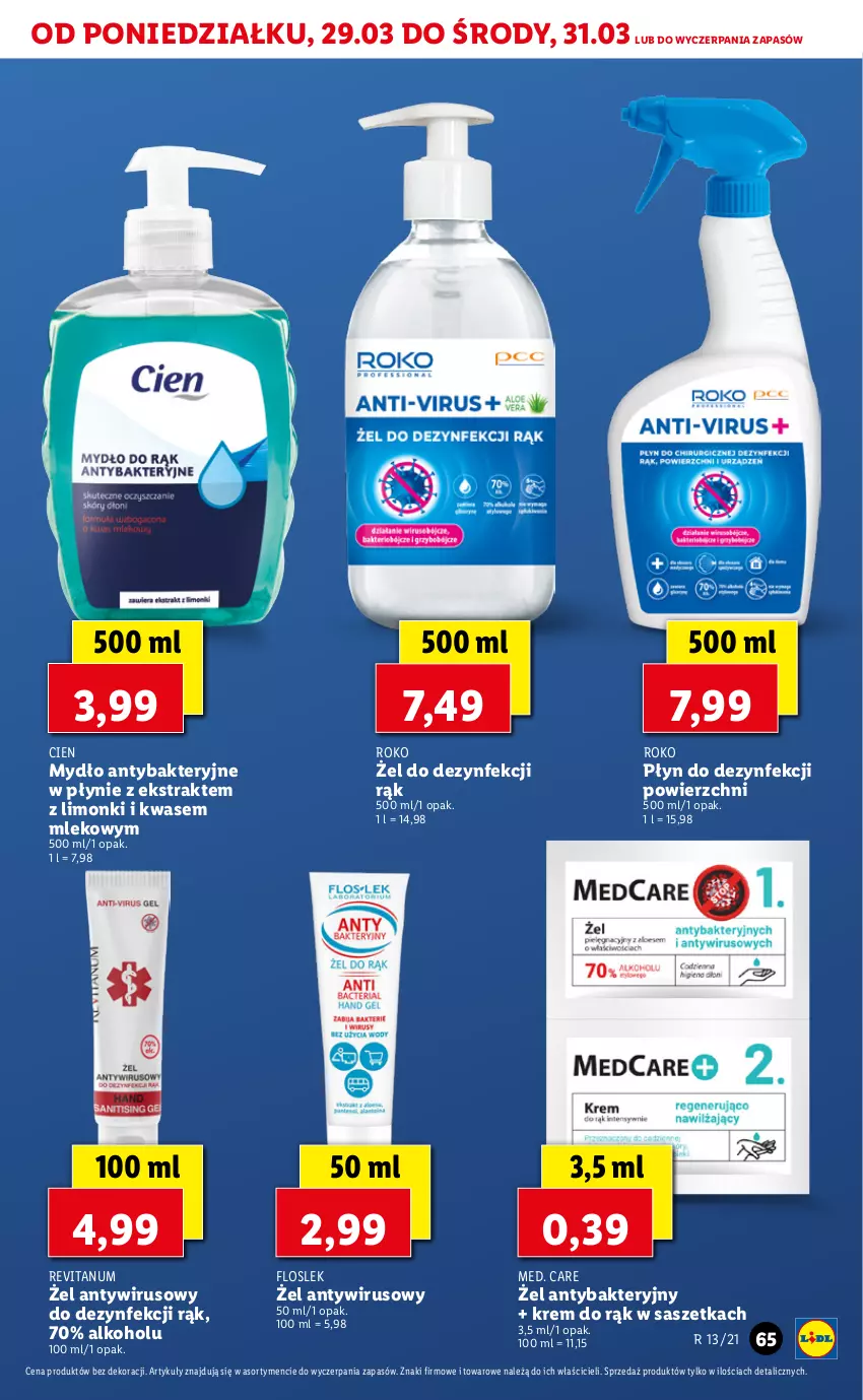 Gazetka promocyjna Lidl - GAZETKA - ważna 29.03 do 31.03.2021 - strona 65 - produkty: Krem do rąk, Mleko, Mydło, Płyn do dezynfekcji powierzchni