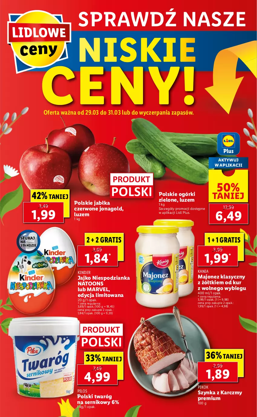 Gazetka promocyjna Lidl - GAZETKA - ważna 29.03 do 31.03.2021 - strona 66 - produkty: Gra, Jabłka, Jonagold, Kinder, Majonez, PIKOK, Pilos, Ser, Szynka, Twaróg