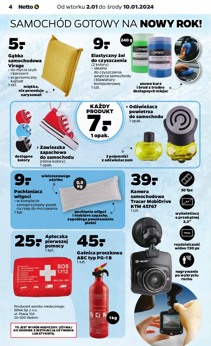 Gazetka promocyjna Netto - Akcesoria i dodatki - ważna 02.01 do 10.01.2024 - strona 4 - produkty: Acer, Gaśnica, Gry, Kamera, Komputer, LG, Mop, Odświeżacz powietrza, Pasek, Pochłaniacz wilgoci, Pojemnik, Samochód, Ser