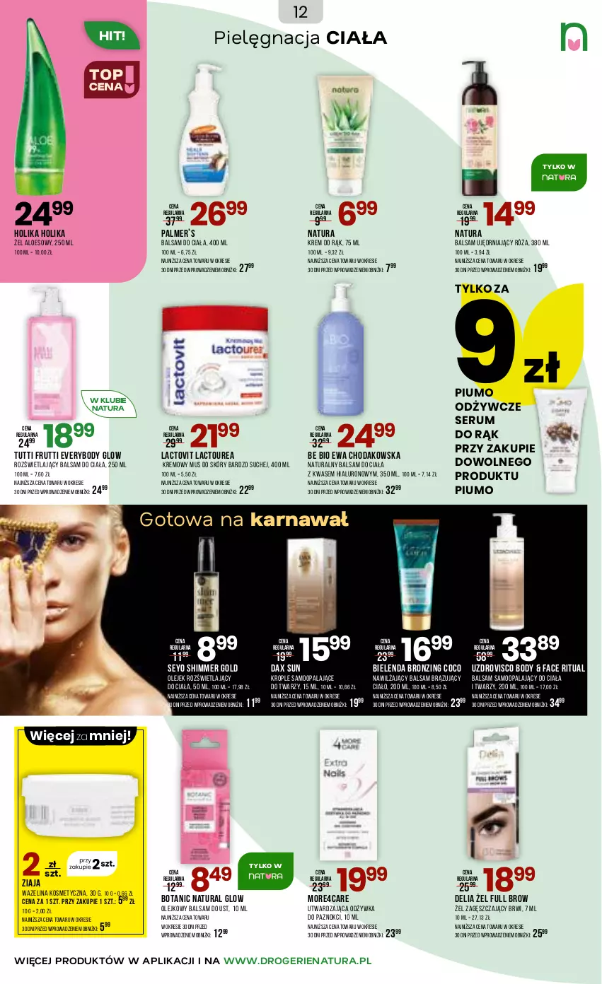 Gazetka promocyjna Drogerie Natura - Gazetka Drogerie Natura - ważna 20.01 do 02.02.2026 - strona 12 - produkty: Balsam do ciała, Balsam do ust, Bielenda, Body, DAX, Fa, Holika Holika, Krem do rąk, Mus, Nawilżający balsam, Odżywka, Olej, Róża, Rum, Ser, Serum, Serum do rąk, Ziaja