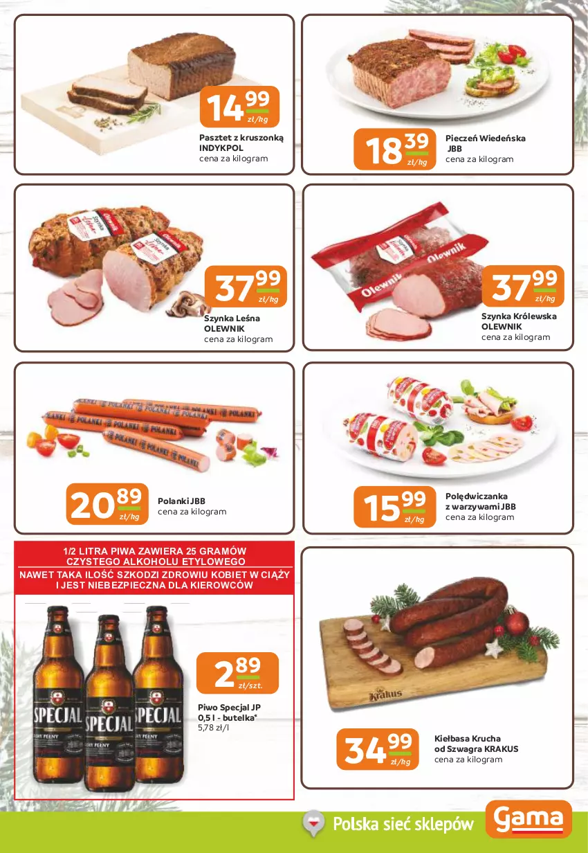 Gazetka promocyjna Gama - Gazetka Gama - ważna 28.11 do 10.12.2024 - strona 3 - produkty: Gra, Kiełbasa, Kiełbasa krucha, Krakus, Lanki, Olewnik, Pasztet, Piec, Piwa, Piwo, Szynka, Szynka Królewska, Warzywa