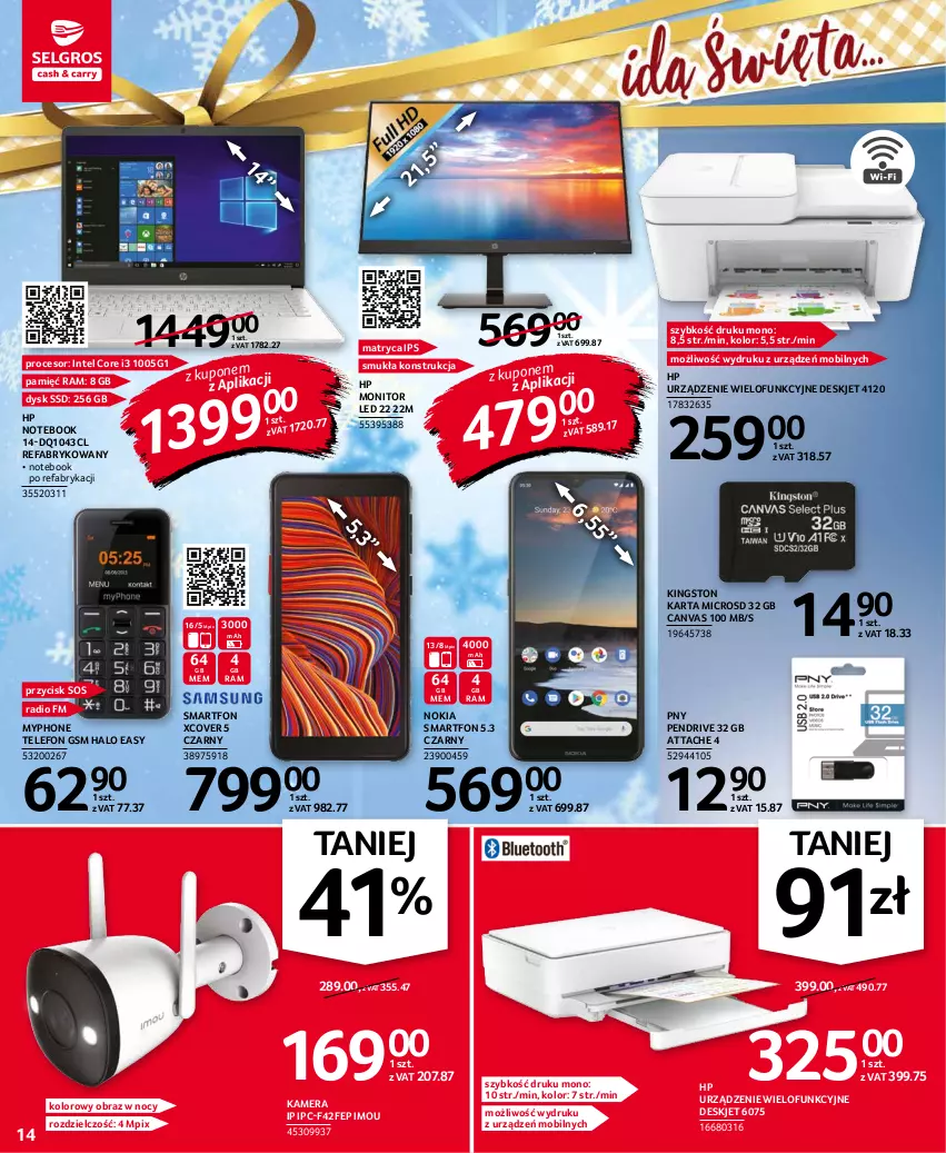 Gazetka promocyjna Selgros - Oferta przemysłowa - ważna 25.11 do 01.12.2021 - strona 14 - produkty: Fa, Halo, HP, Intel, Kamera, Mobil, Monitor, MyPhone, Nokia, Notebook, Obraz, Pendrive, Procesor, Smartfon, Sos, Telefon, Urządzenie wielofunkcyjne