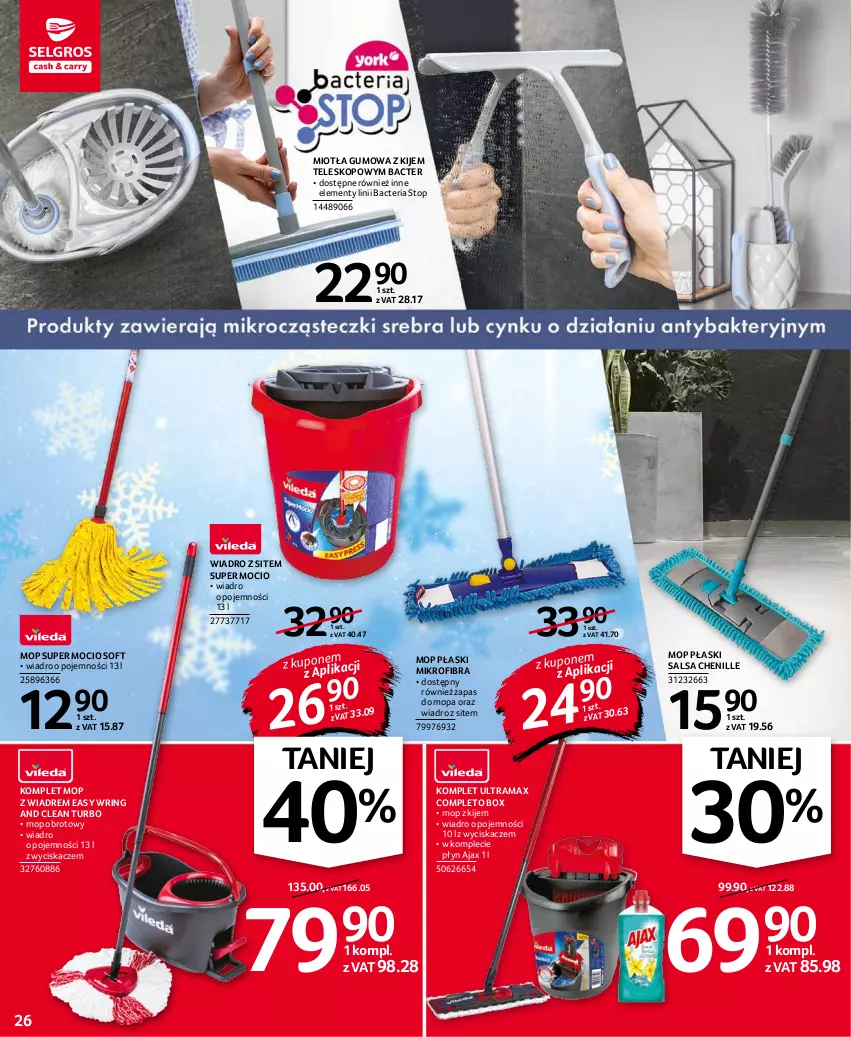 Gazetka promocyjna Selgros - Oferta przemysłowa - ważna 25.11 do 01.12.2021 - strona 26 - produkty: Ajax, Kije, Miotła, Mop, Rama, Salsa, Teleskop, Top, Wiadro