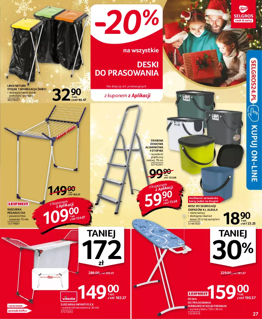 Gazetka promocyjna Selgros - Oferta przemysłowa - ważna 25.11 do 01.12.2021 - strona 27 - produkty: Asus, Deska do prasowania, Drabina, Kosz, Sok, Stojak, Suszarka, Top