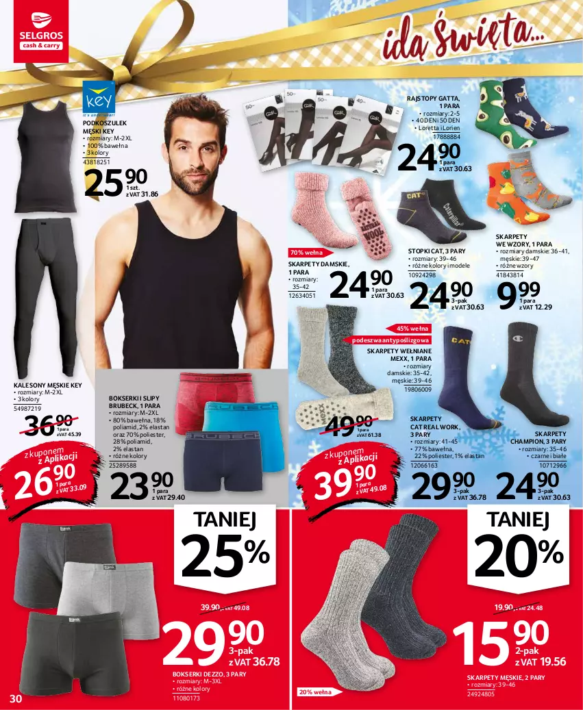 Gazetka promocyjna Selgros - Oferta przemysłowa - ważna 25.11 do 01.12.2021 - strona 30 - produkty: Bokserki, Gatta, Kalesony, Karp, Kosz, Mexx, Podkoszulek, Rajstopy, Ser, Slipy, Sony, Top, Wełna