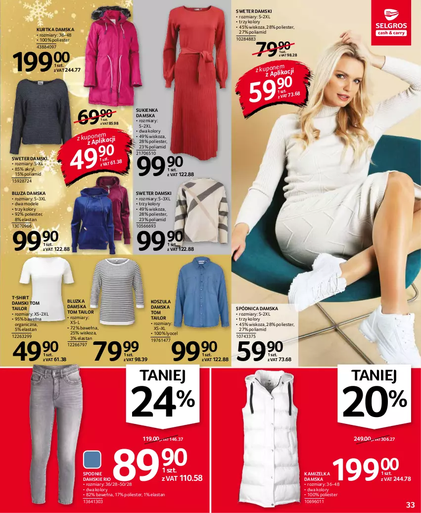 Gazetka promocyjna Selgros - Oferta przemysłowa - ważna 25.11 do 01.12.2021 - strona 33 - produkty: Bluza, Kamizelka, Kosz, Koszula, Kurtka, Spódnica, Spodnie, Sukienka, Sweter, T-shirt, Tom Tailor, Wełna