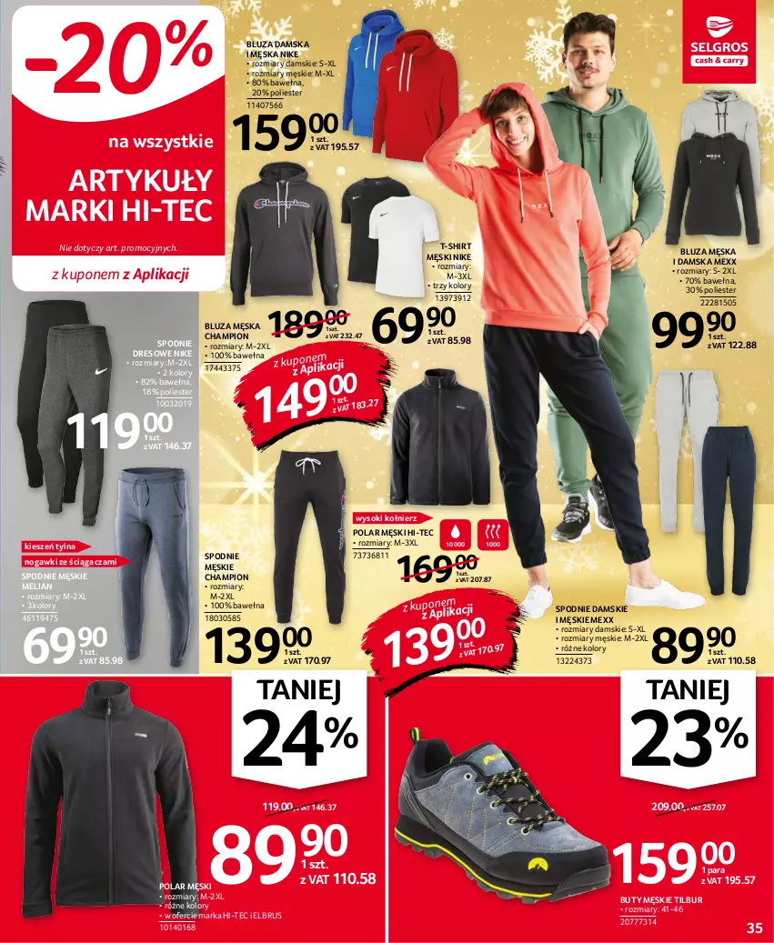 Gazetka promocyjna Selgros - Oferta przemysłowa - ważna 25.11 do 01.12.2021 - strona 35 - produkty: Bluza, Buty, Dres, Hi-Tec, Mexx, Nike, Sok, Spodnie, Spodnie dresowe, T-shirt, Wełna