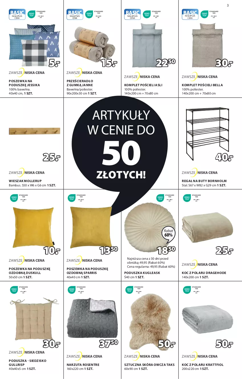 Gazetka promocyjna Jysk - Oferta tygodnia - ważna 14.02 do 03.03.2024 - strona 4 - produkty: Bell, Bella, Buty, Koc, Komplet pościeli, Narzuta, Poduszka, Pościel, Poszewka, Prześcieradło, Regał, Siedzisko, Wełna, Wieszak